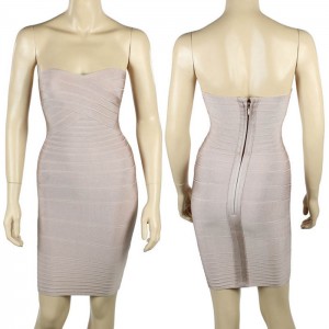 Zipper Sleeveless Polyester Low-Cut Solid Color Noble Style Bandage Dress For Women